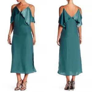NSR Napean Sea Rd Teal Blue Satin Maxi Dress